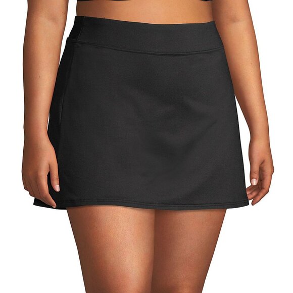 Lands' End Black Women's Plus Size Chlorine Resistant Tummy Control Swim - Picture 3 of 4